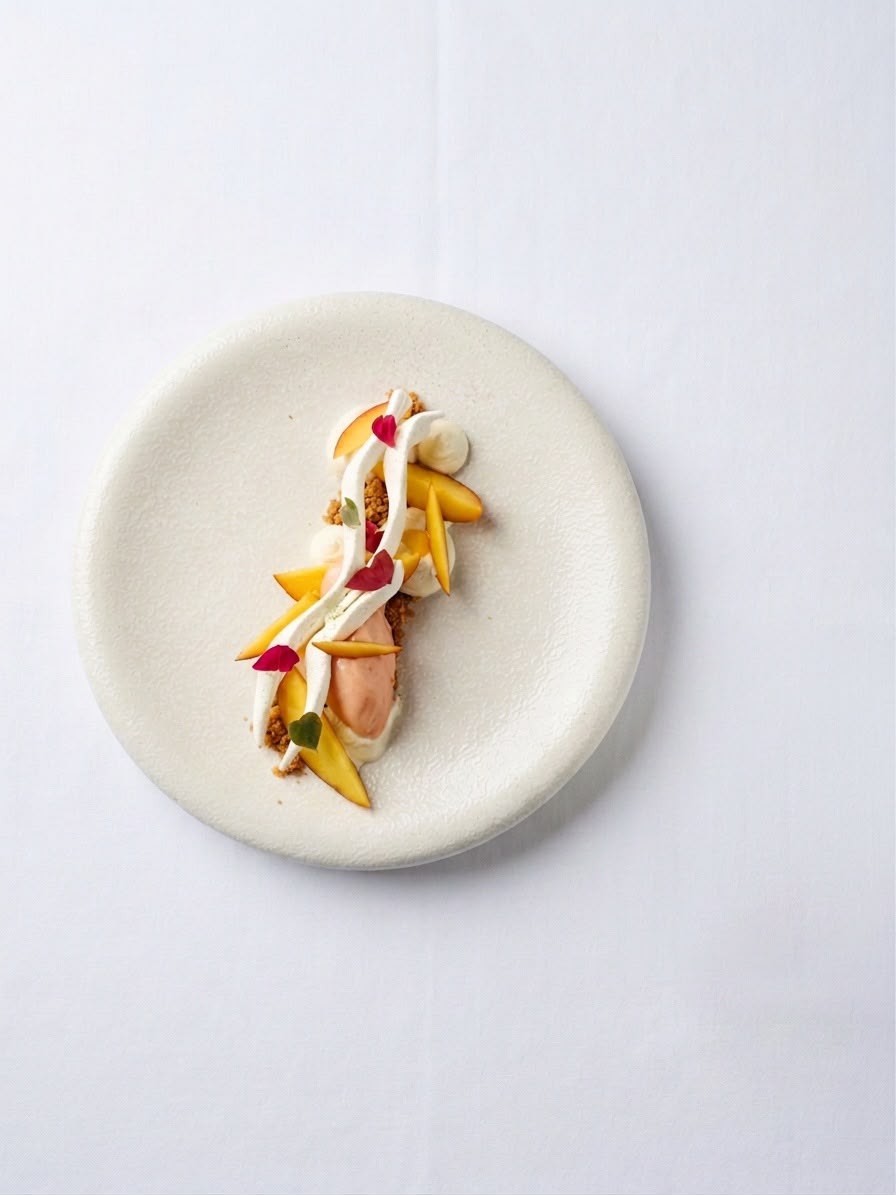 Assiette colorée dressée comme une floraison